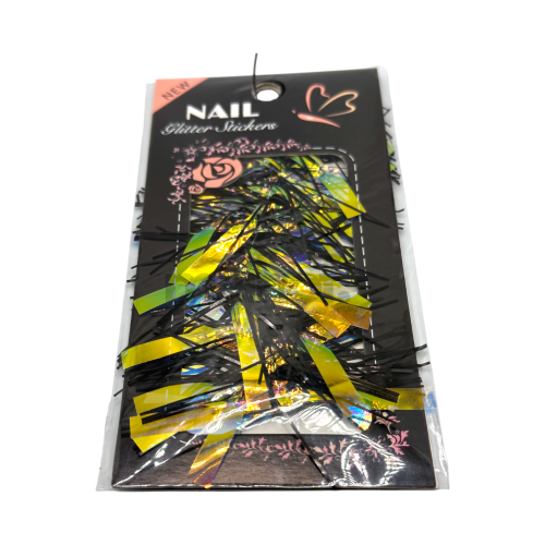 NAM24 Nail Glitter Sticker - Black-Gold Rainbow